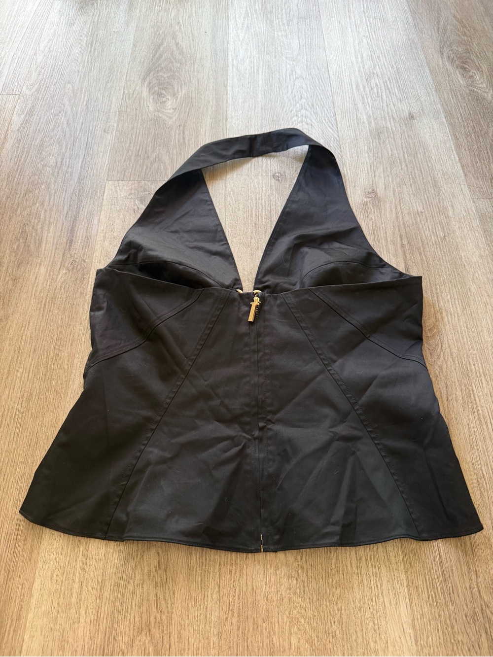 cult gaia elorae black halter neck cutout gold hardware detail blouse top 12 - Picture 7 of 10
